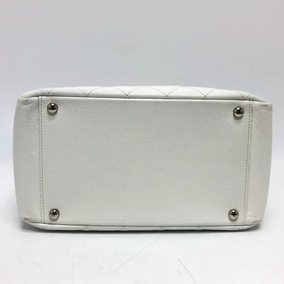 Authentic CHANEL Caviar Petite Timeless Shopper Tote Quilted Shoulder Bag Ivory - Picture 8 of 16